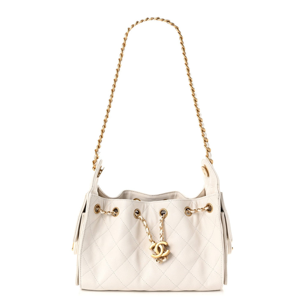 Caviar Quilted Mini Chanel 25 Handbag White