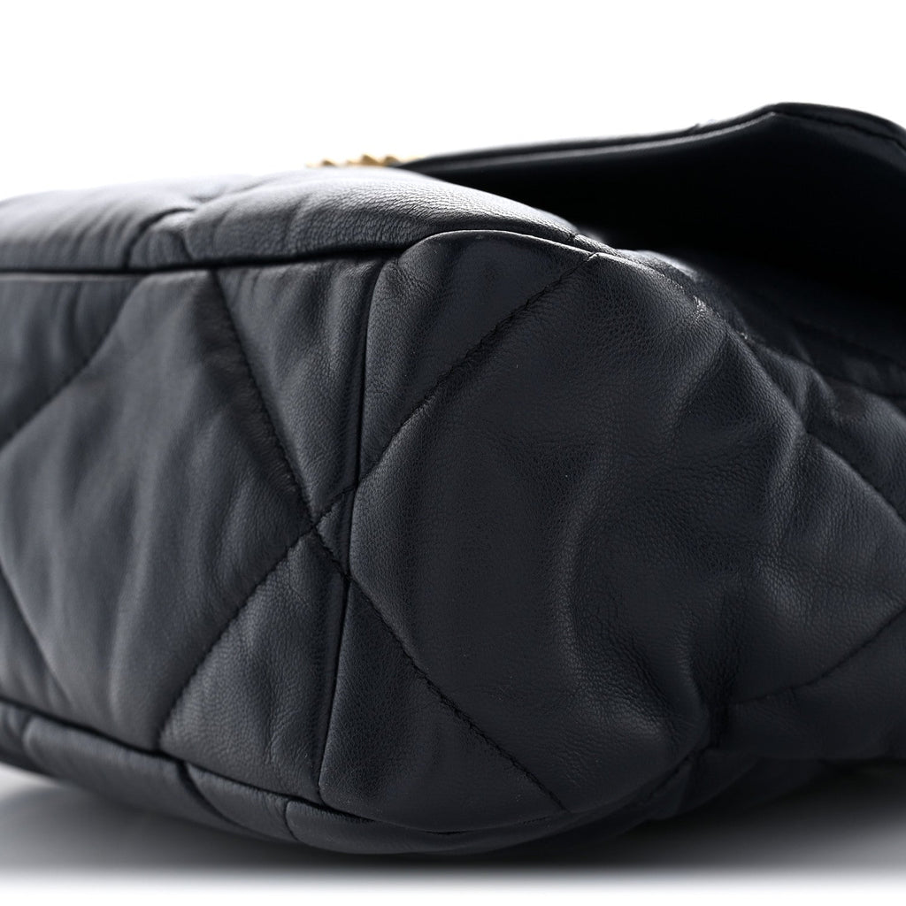 Goatskin Quilted Large Chanel 19 Flap Navy Blue