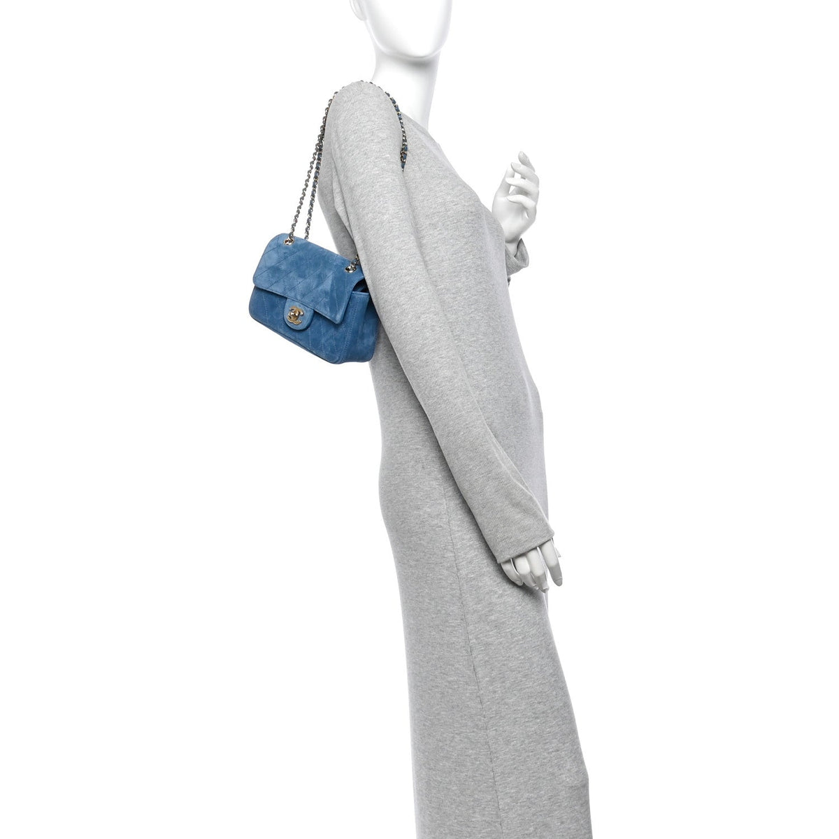 Suede Calfskin Mini Souplissimo Flap Blue