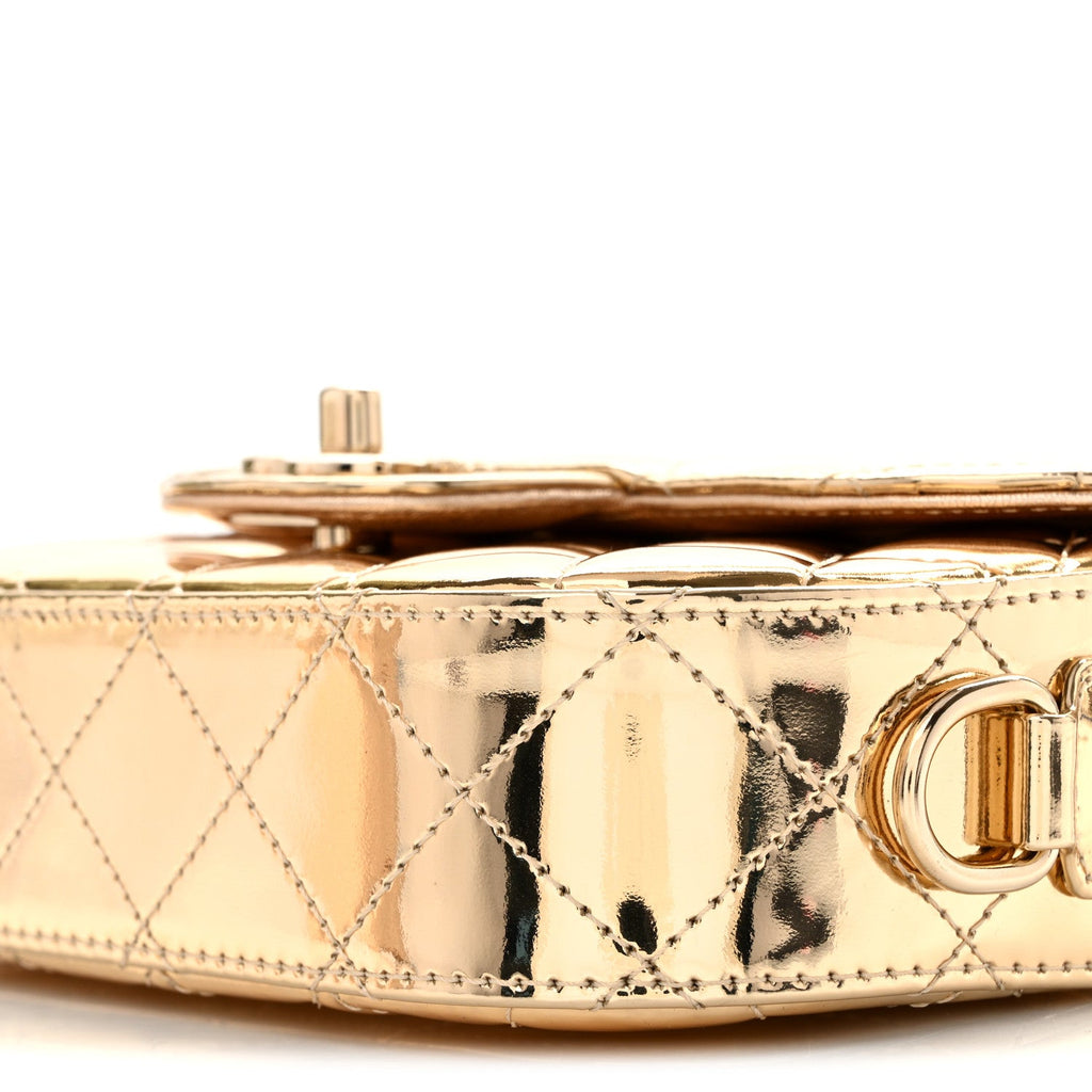 Mirror Calfskin Metallic Calfskin Quilted Hollywood Boulevard Mini Flap With Star Coin Purse Gold