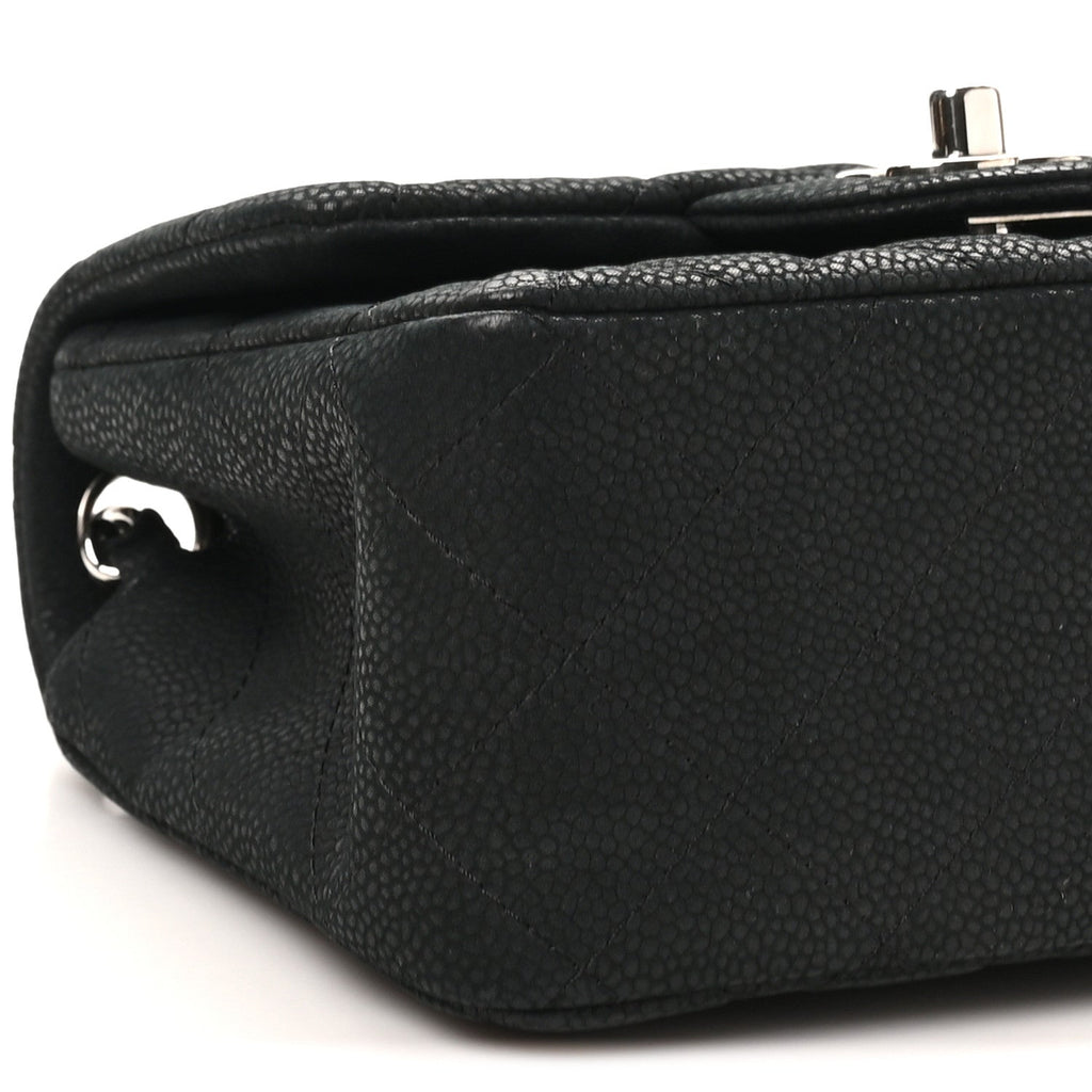 Iridescent Caviar Quilted Mini Square Flap Black
