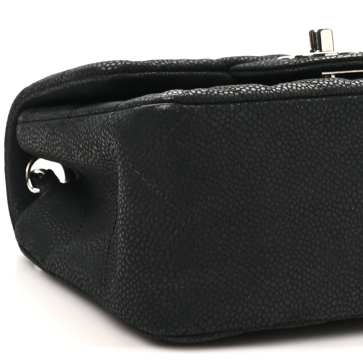 Iridescent Caviar Quilted Mini Square Flap Black