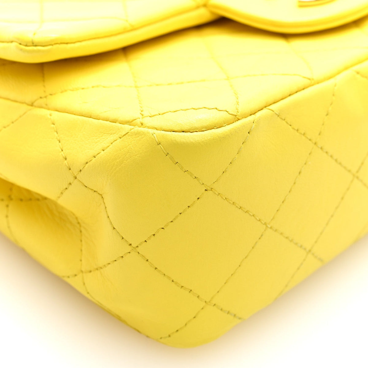 Lambskin Quilted Mini Rectangular Flap Yellow