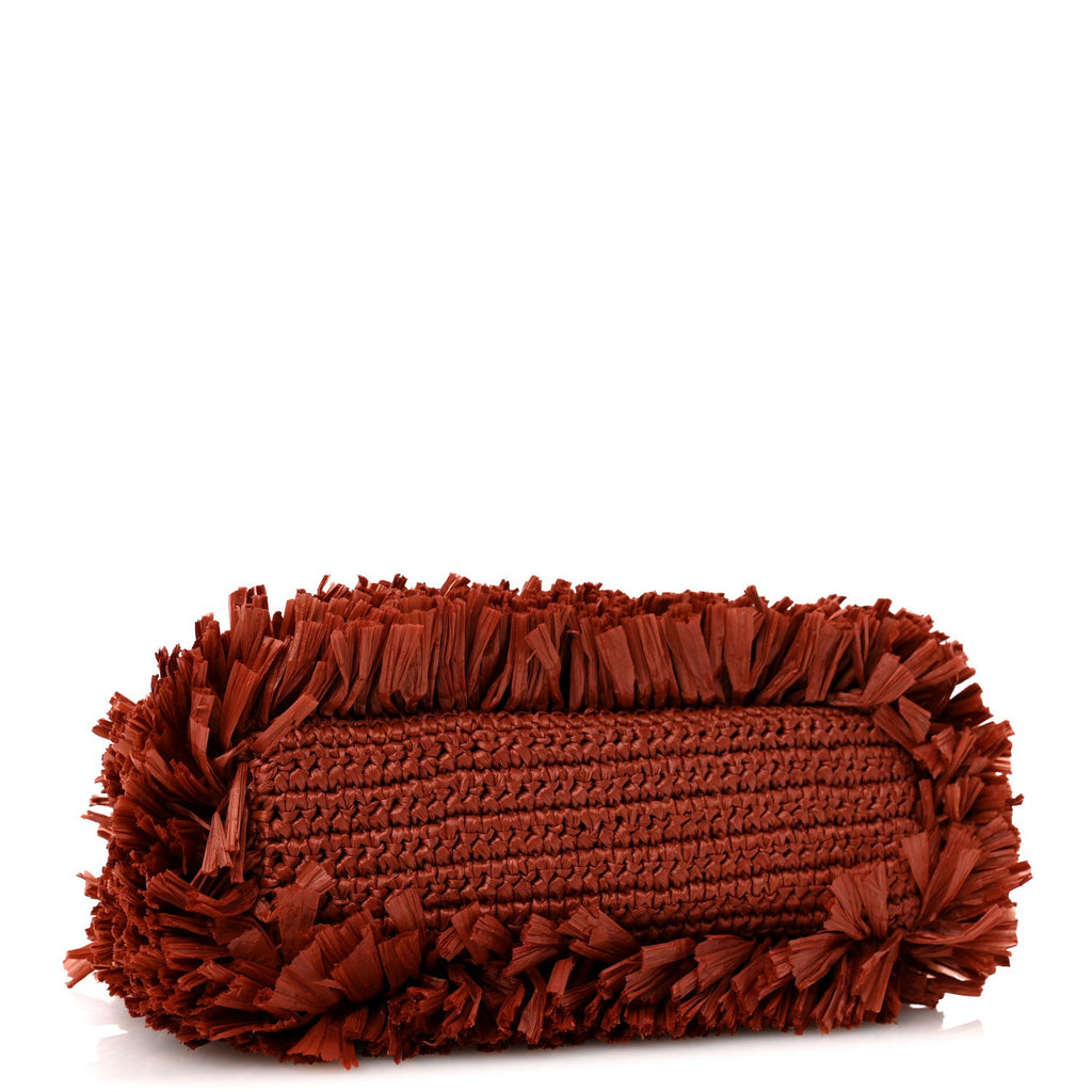 Raffia Fringe Nano Kelly Shopper Red