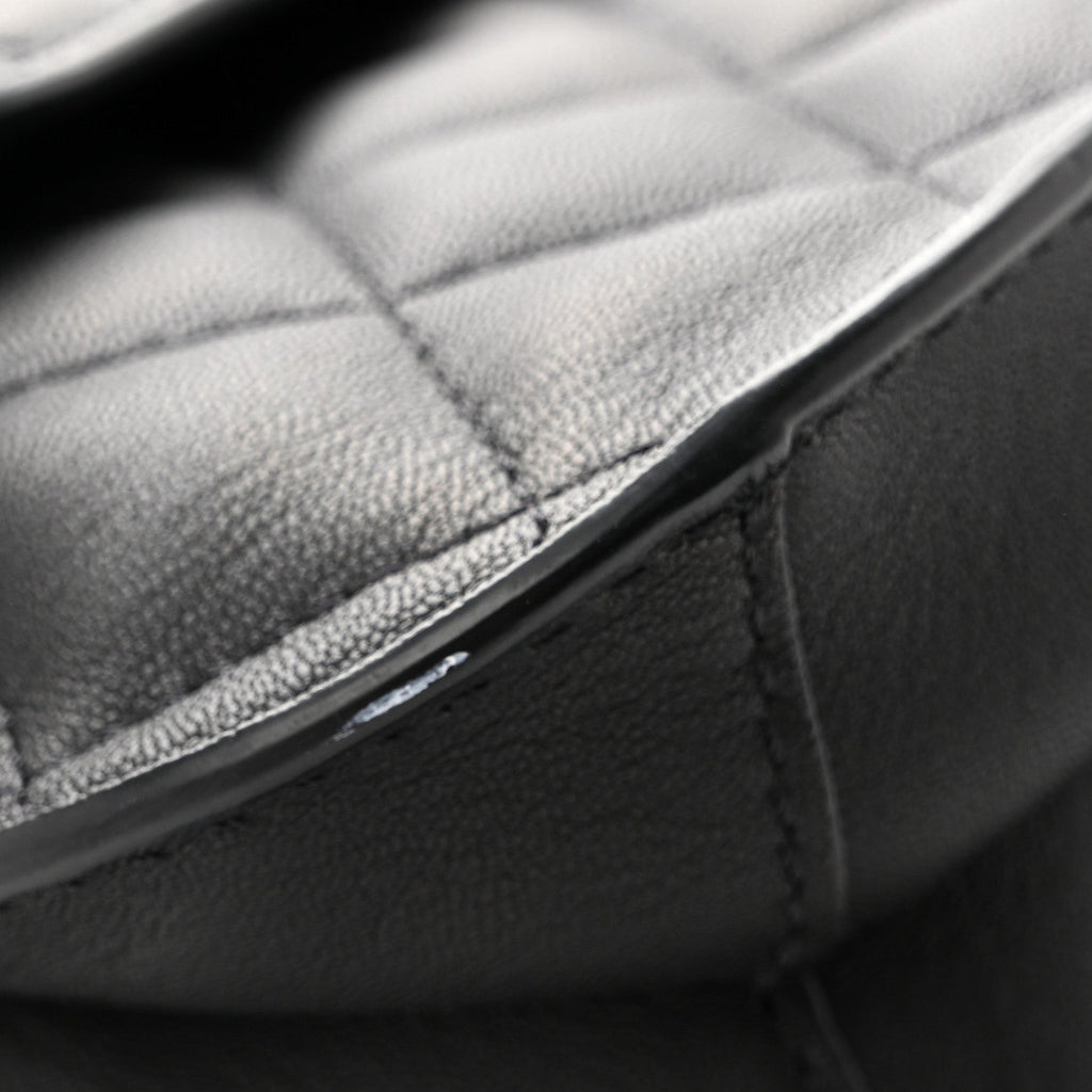 Metallic Goatskin Quilted Large Rock In Rome Flap Black