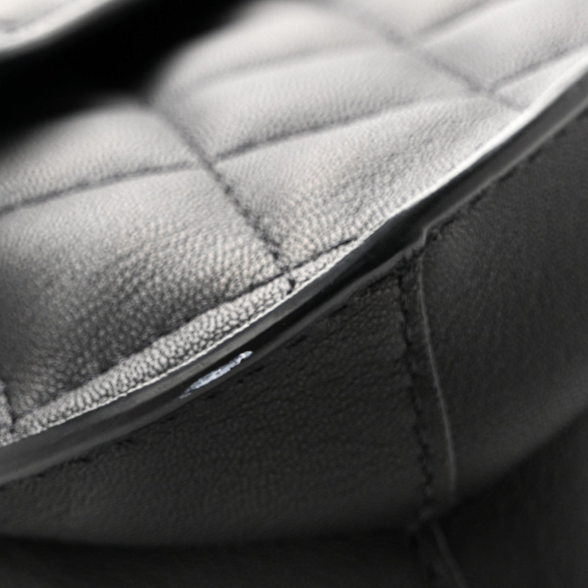 Metallic Goatskin Quilted Large Rock In Rome Flap Black