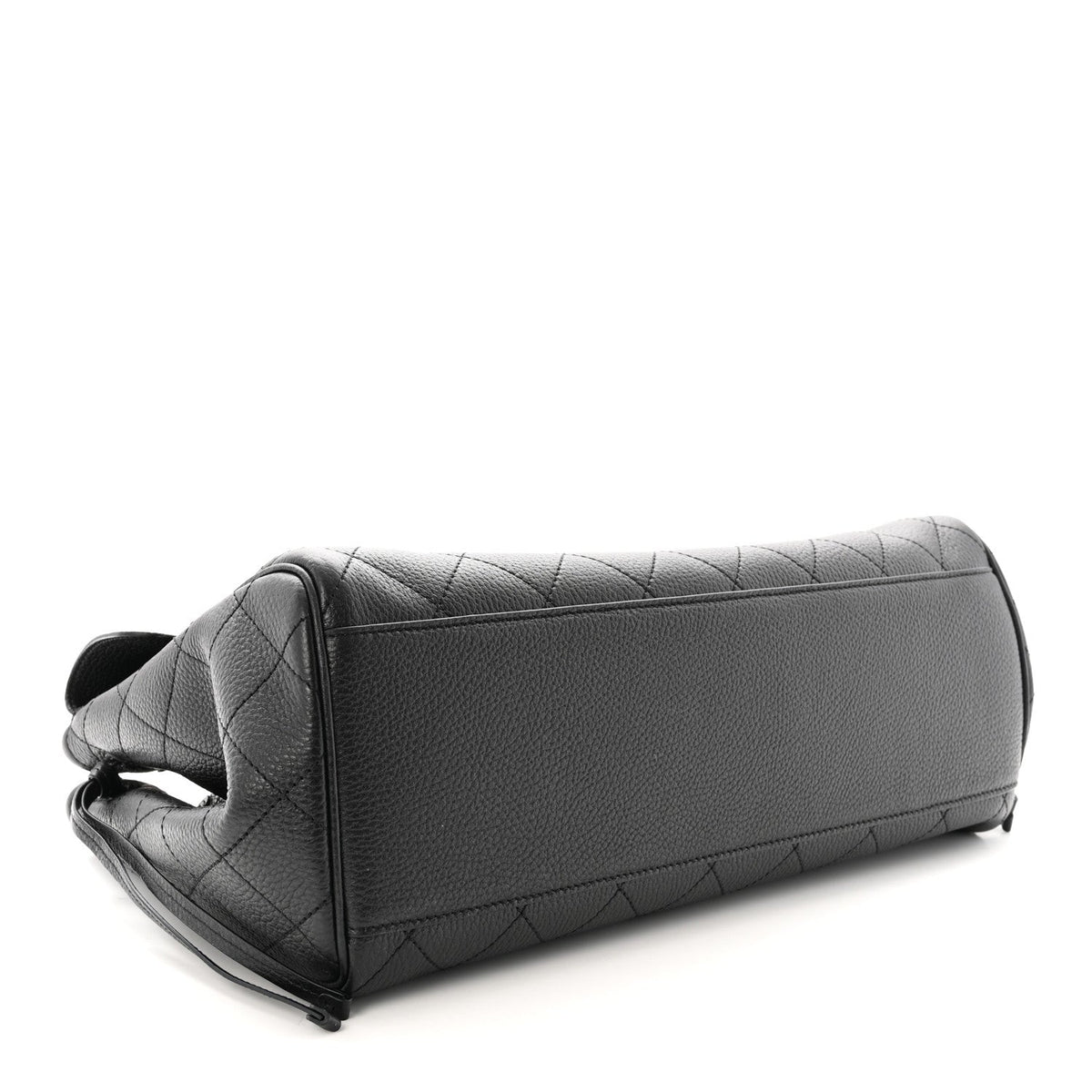 Grained Calfskin Stitched Urban Essentials Shopping Bag Black