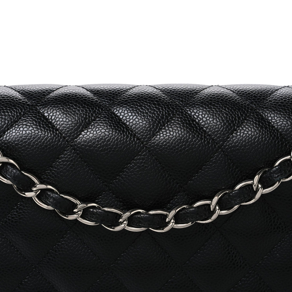 Caviar Quilted Jumbo Double Flap Black