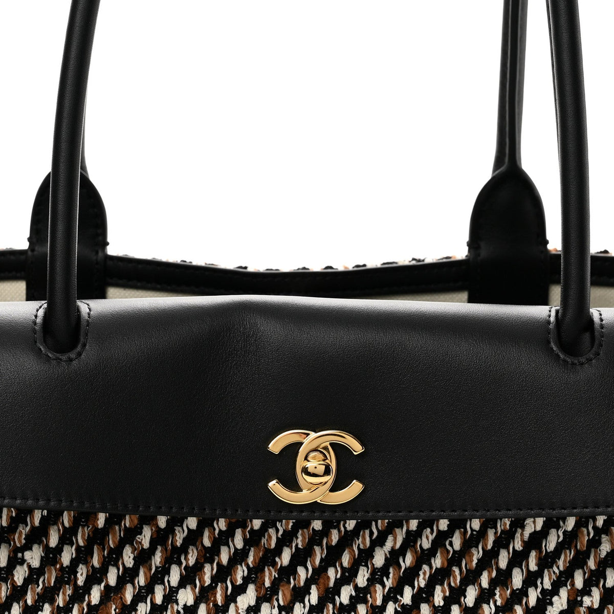 Tweed Calfskin Urban Essentials Small Shopping Bag Black Multicolor