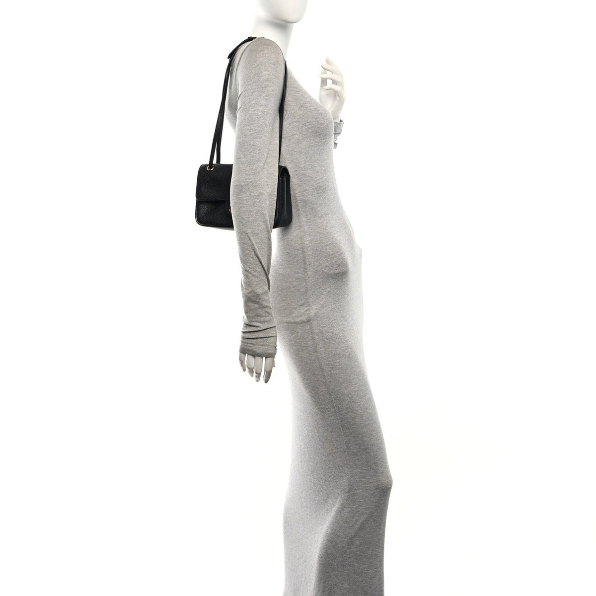 Grained Calfskin Mini Souplissimo Maxi Flap Black