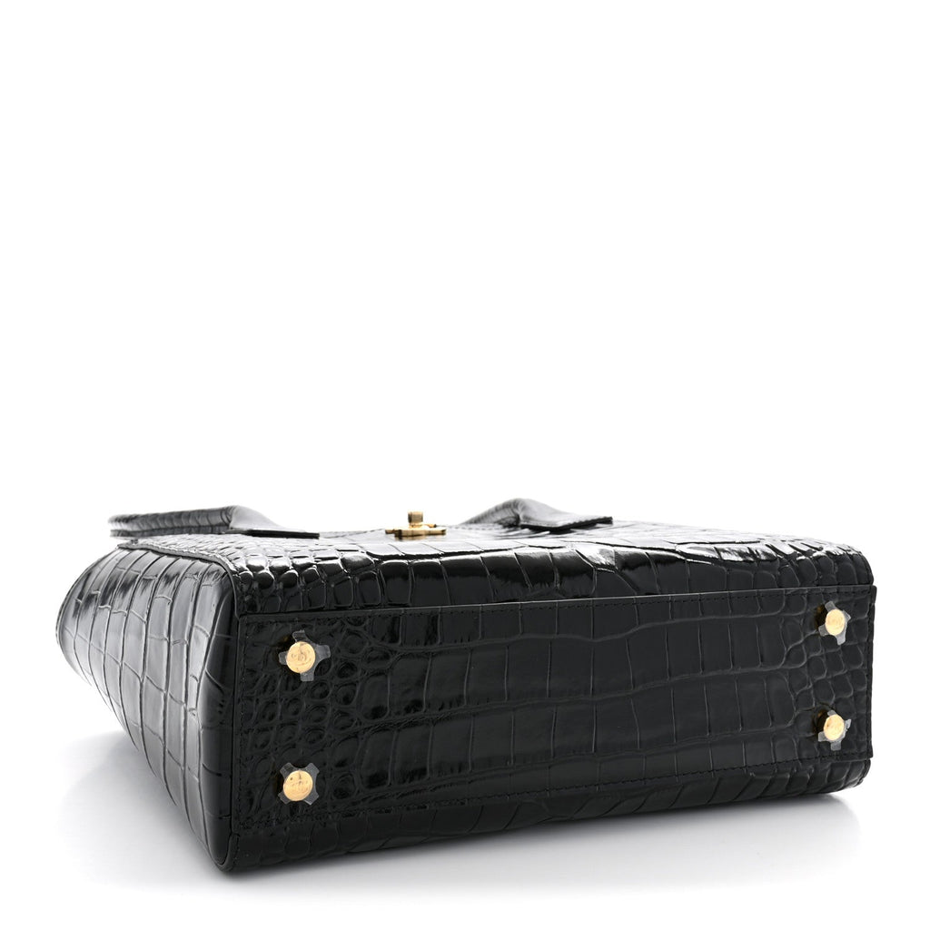 Calfskin Crocodile Embossed Small Archetype Black