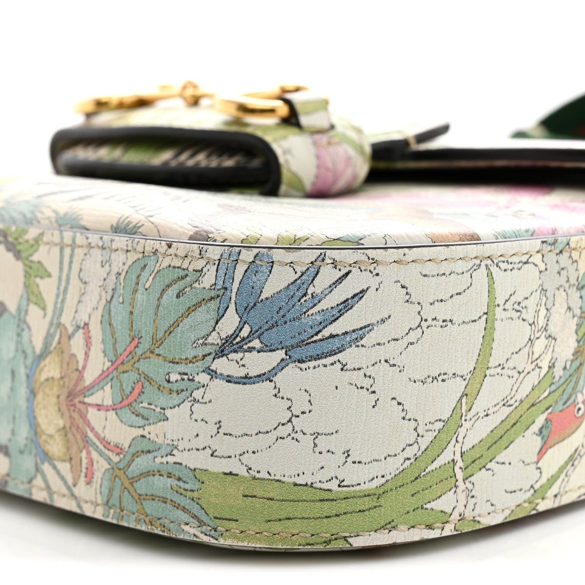 New Shangai Calfskin Tiger Savanah Web Mini Horsebit 1955 Shoulder Bag Chalky White Multicolor