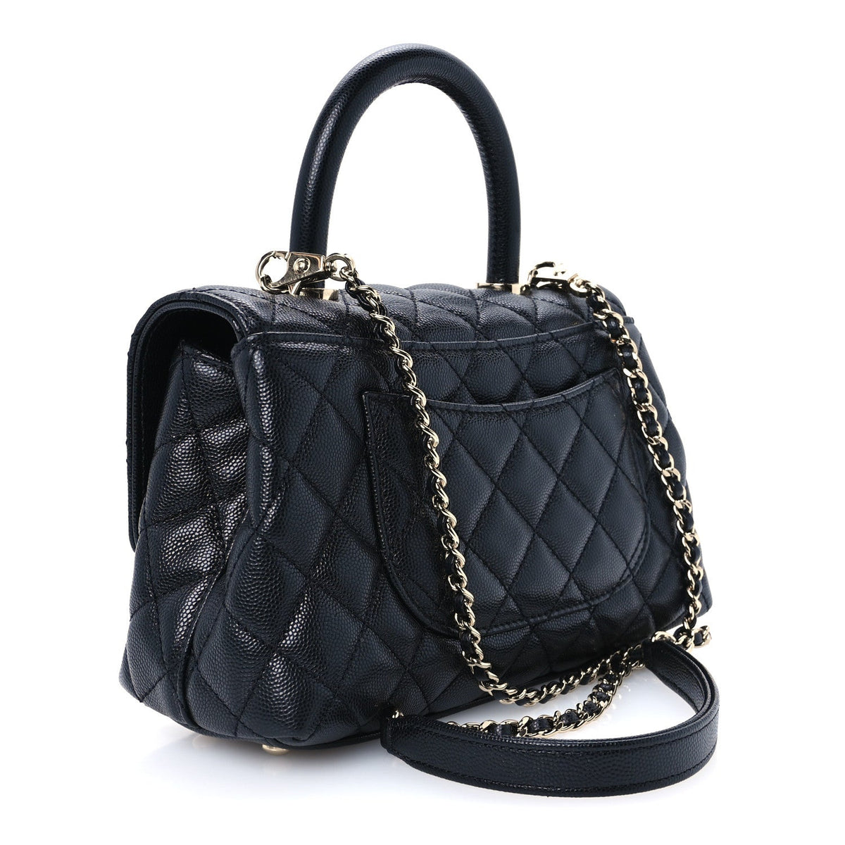Caviar Quilted Mini Coco Handle Flap Black