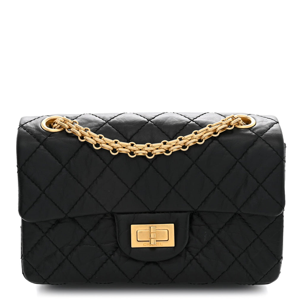 Aged Calfskin Quilted 2.55 Reissue Mini Flap Black