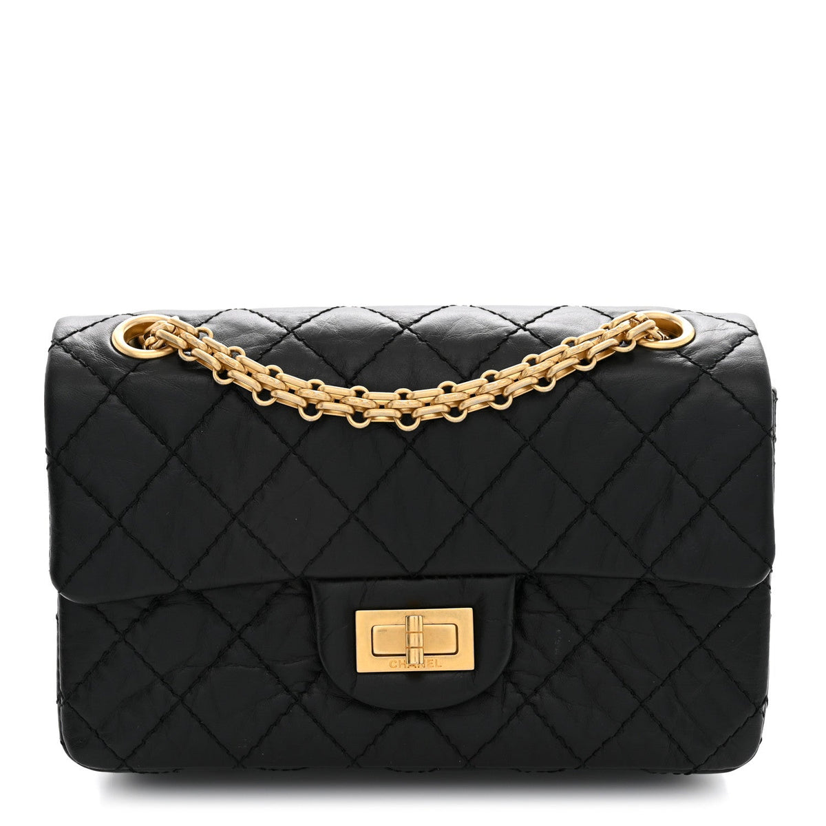 Aged Calfskin Quilted 2.55 Reissue Mini Flap Black