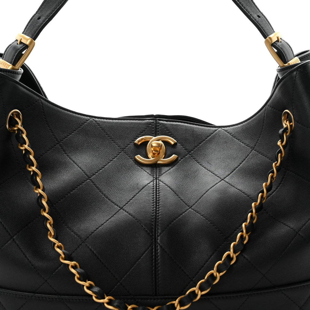 Calfskin Quilted Small Coco Base Shopping Bag Black