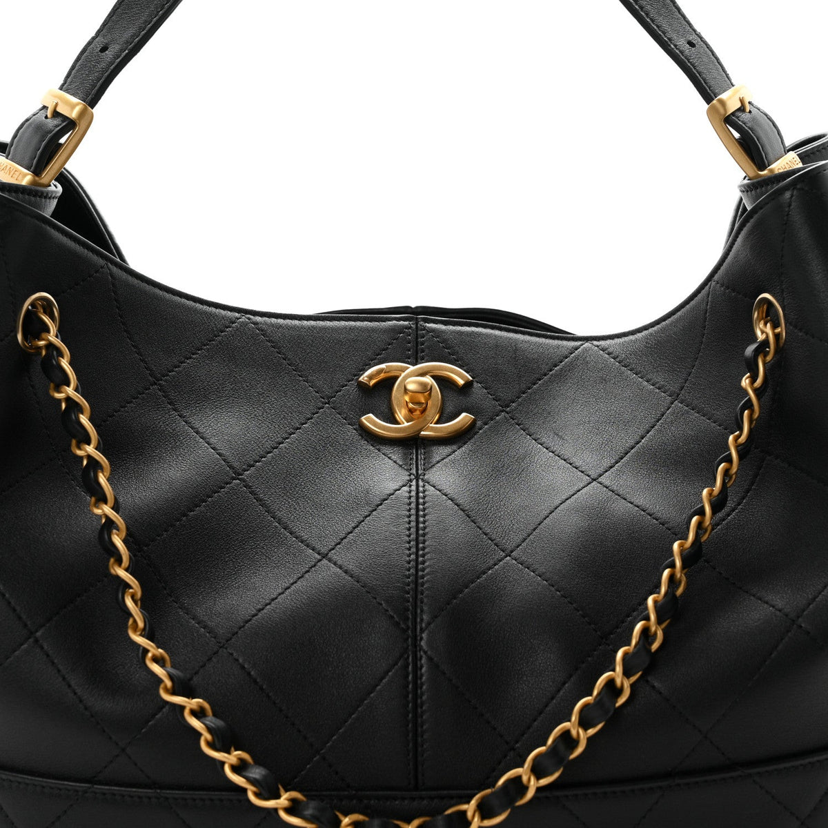 Calfskin Quilted Small Coco Base Shopping Bag Black