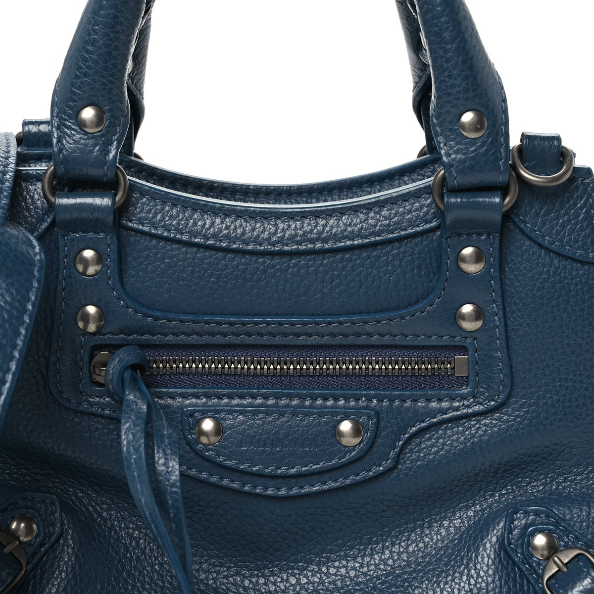 Grained Calfskin Neo Classic Silver Hardware Mini City Petrol Blue