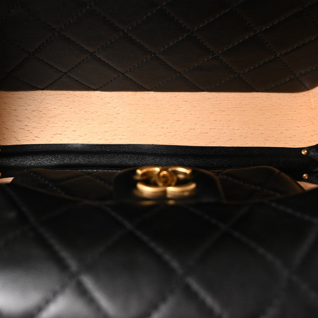 Beech Wood Lambskin Medium CC Vanity Case Black