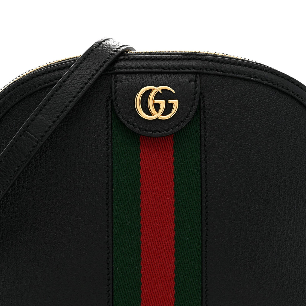 Calfskin GG Web Small Ophidia Dome Shoulder Bag Black
