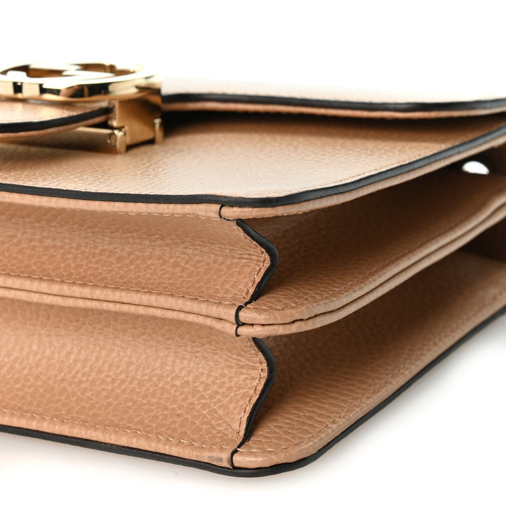 Dollar Calfskin Small Interlocking G Shoulder Bag Camelia