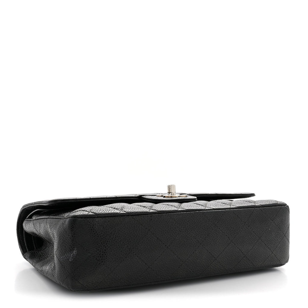 Caviar Quilted Medium Double Flap Black