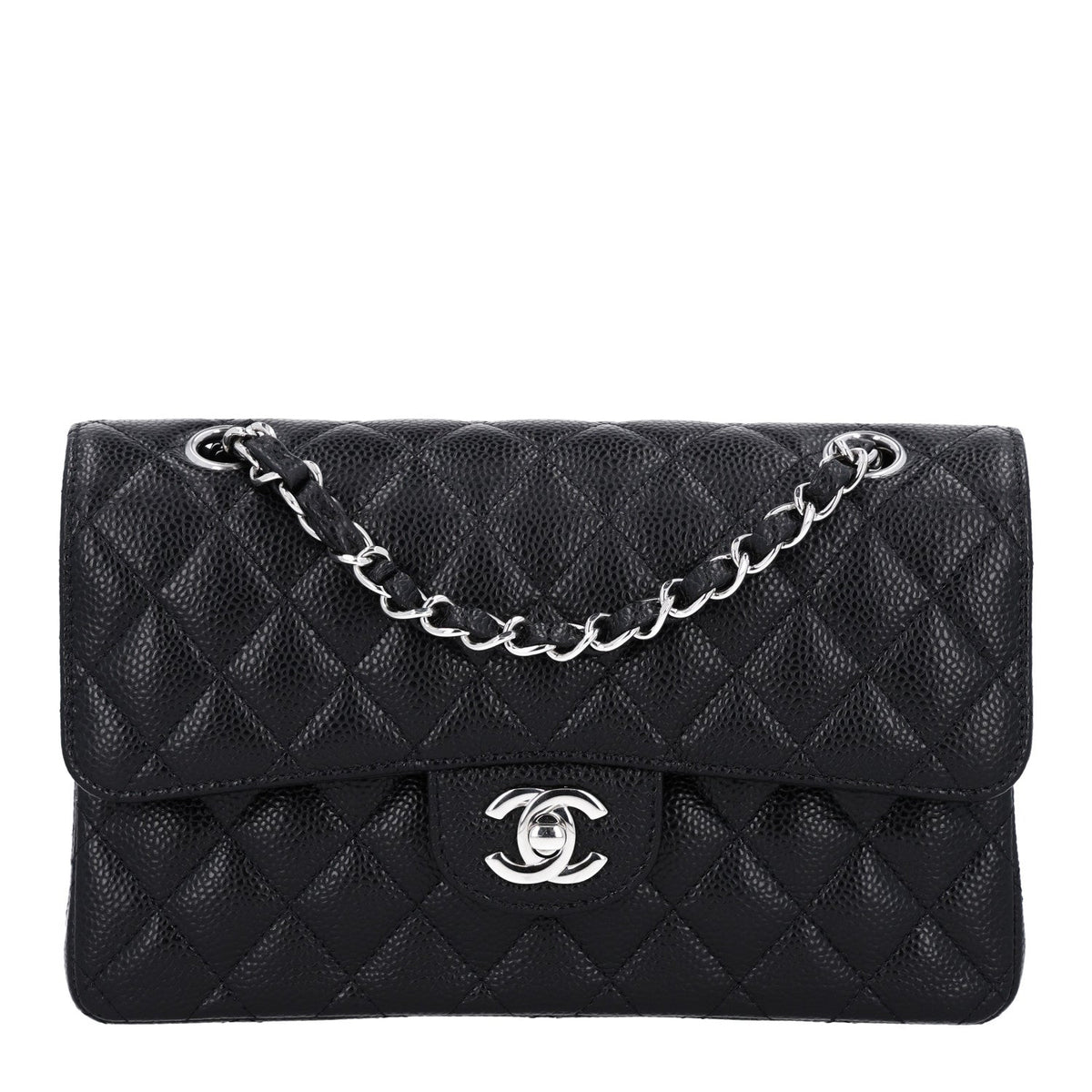Caviar Quilted Small Double Flap Black