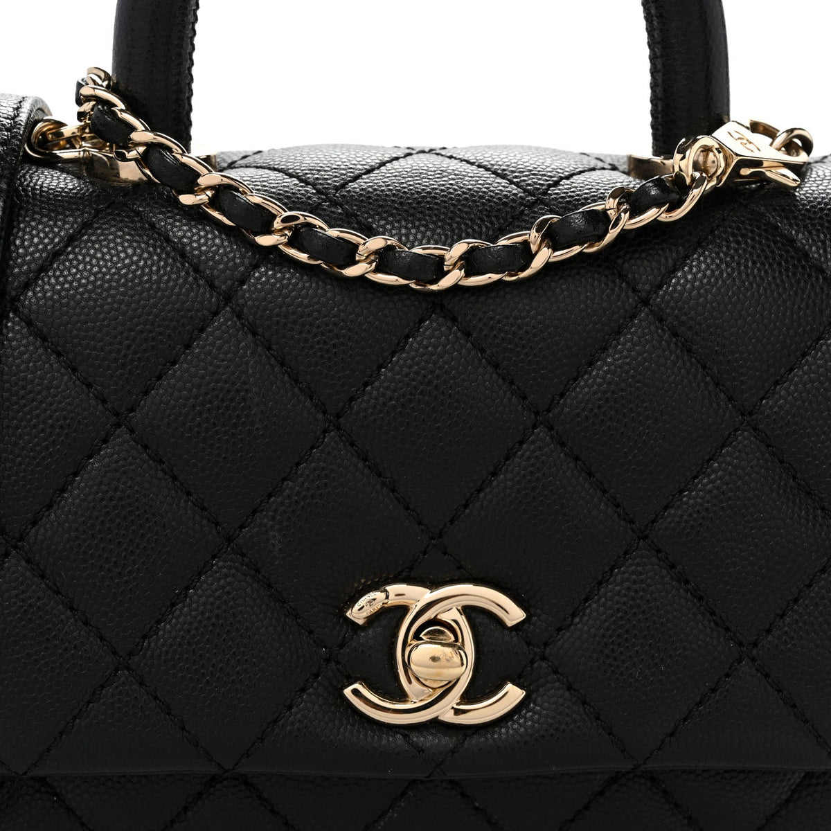 Caviar Quilted Extra Mini Coco Handle Flap Black