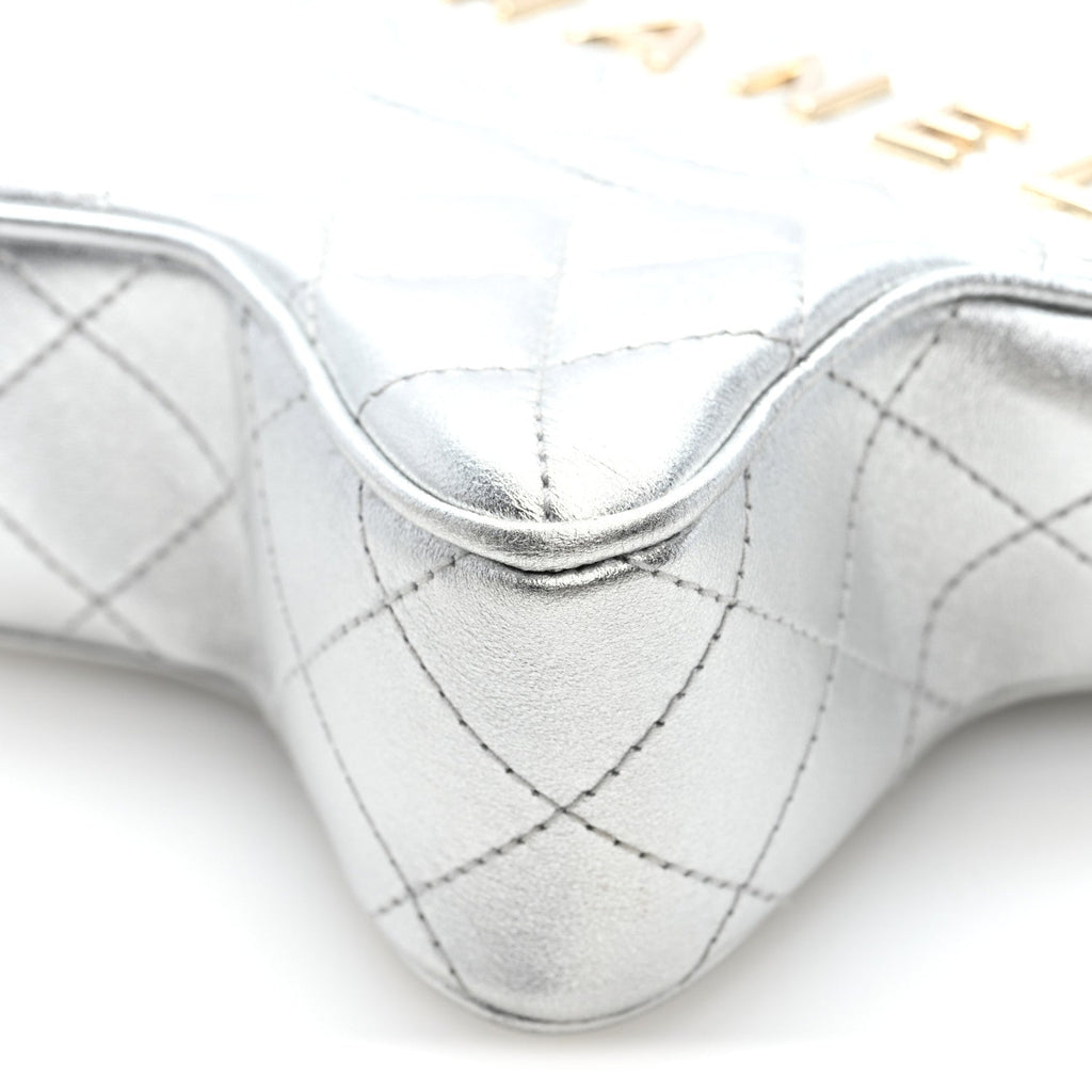 Metallic Lambskin Walk Of Fame Bag Silver
