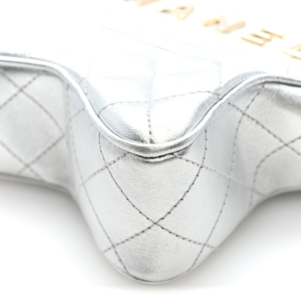 Metallic Lambskin Walk Of Fame Bag Silver
