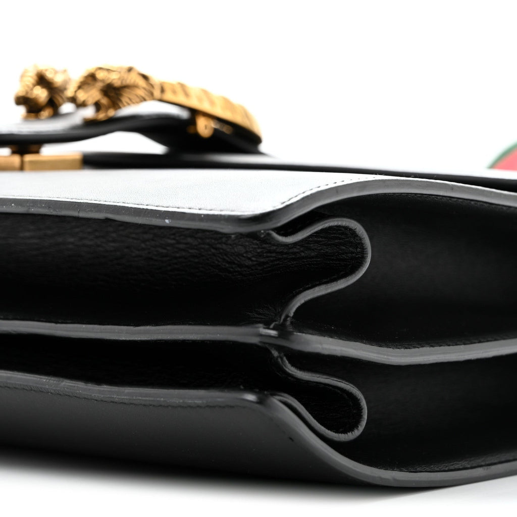 Moon Calfskin Web Large Dionysus Bamboo Top Handle Bag Black