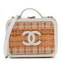 Raffia Calfskin CC Filigree Vanity Case White