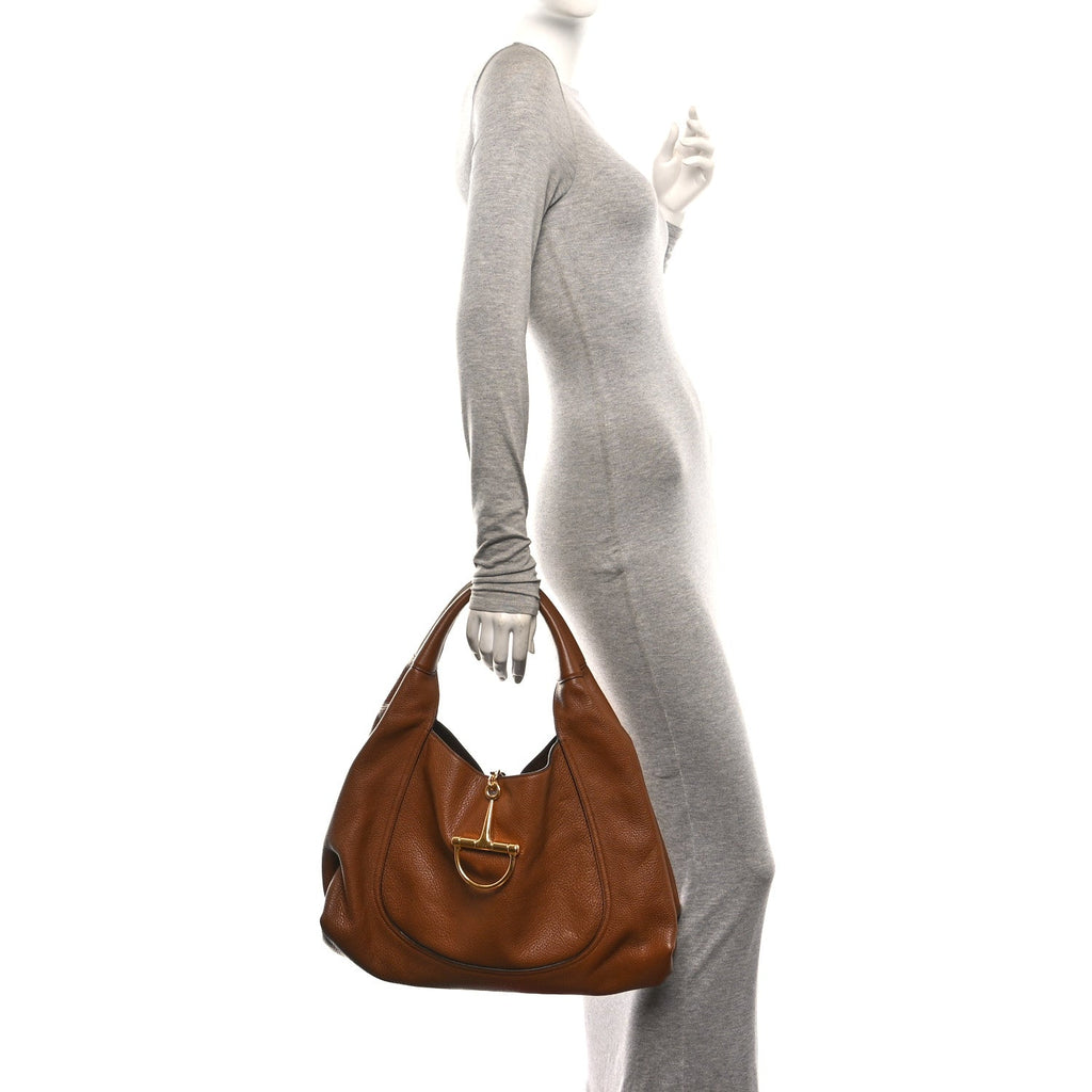 Grained Calfskin Softbit Maxi Shoulder Bag Brown