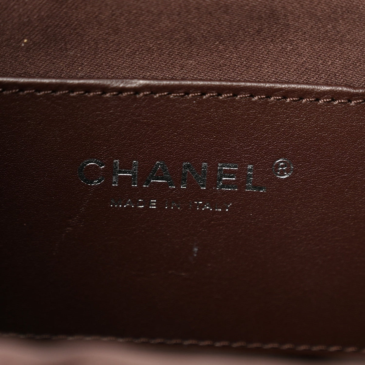 Shiny Crumpled Calfskin Quilted Small Chanel 25 Handbag Dark Brown