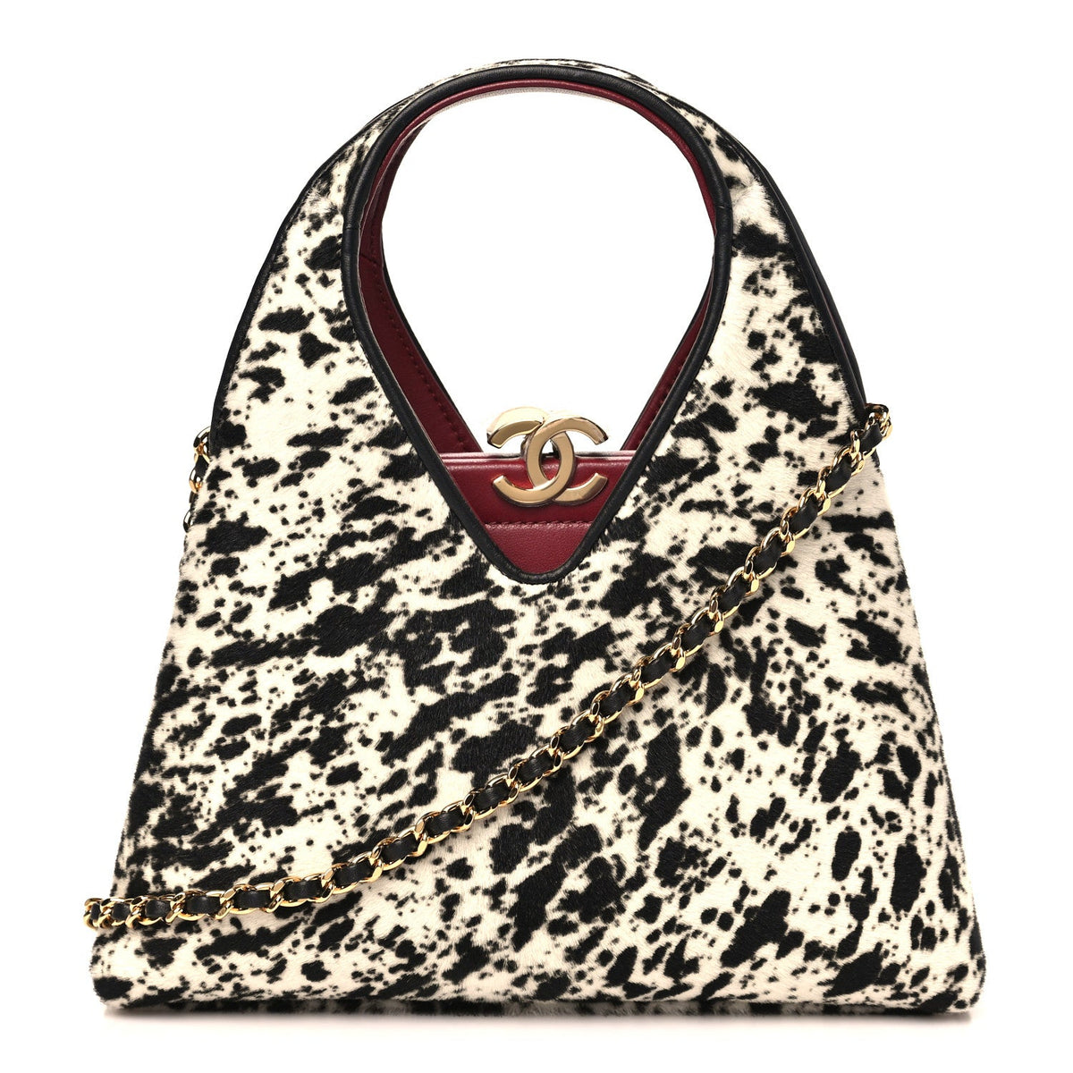 Pony Hair Printed Chic Lady Small Shopping Tote White Black