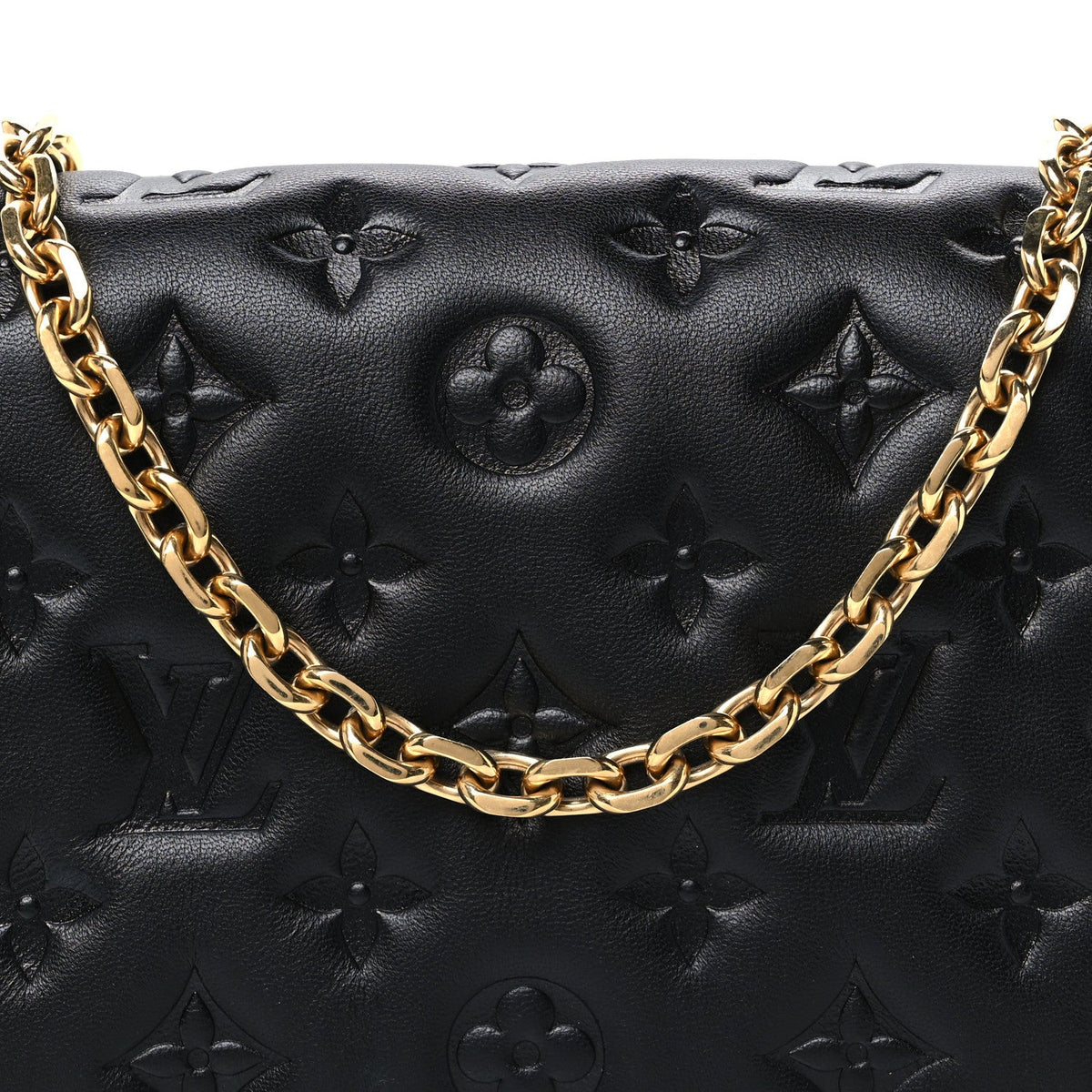 Lambskin Embossed Monogram Pochette Coussin Black