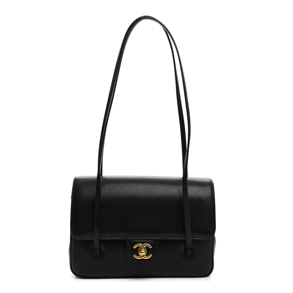 Shiny Caviar Preppy Coco Small Flap Black