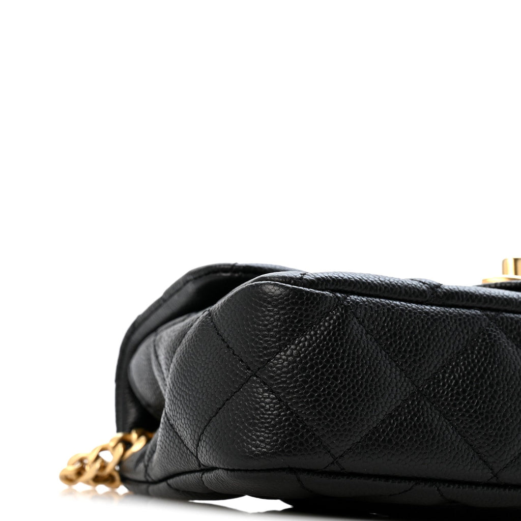 Caviar Quilted Mini Sweetheart Rectangular Flap Black