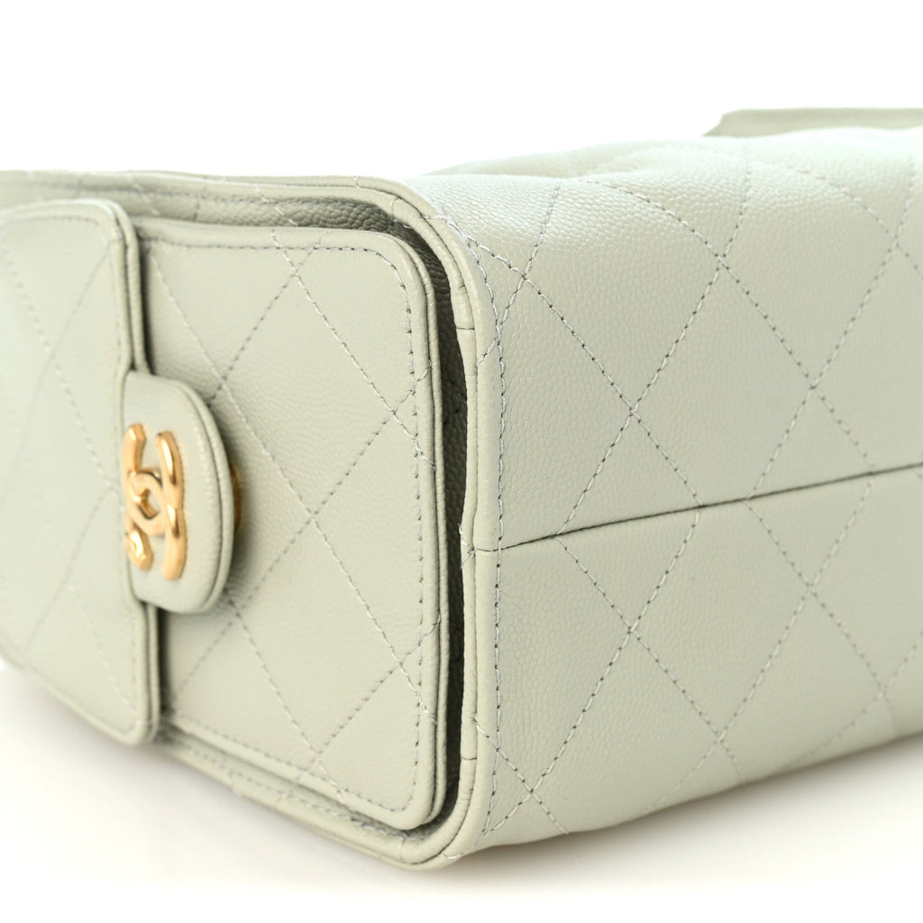 Caviar Quilted Mini Chanel 25 Handbag Light Green