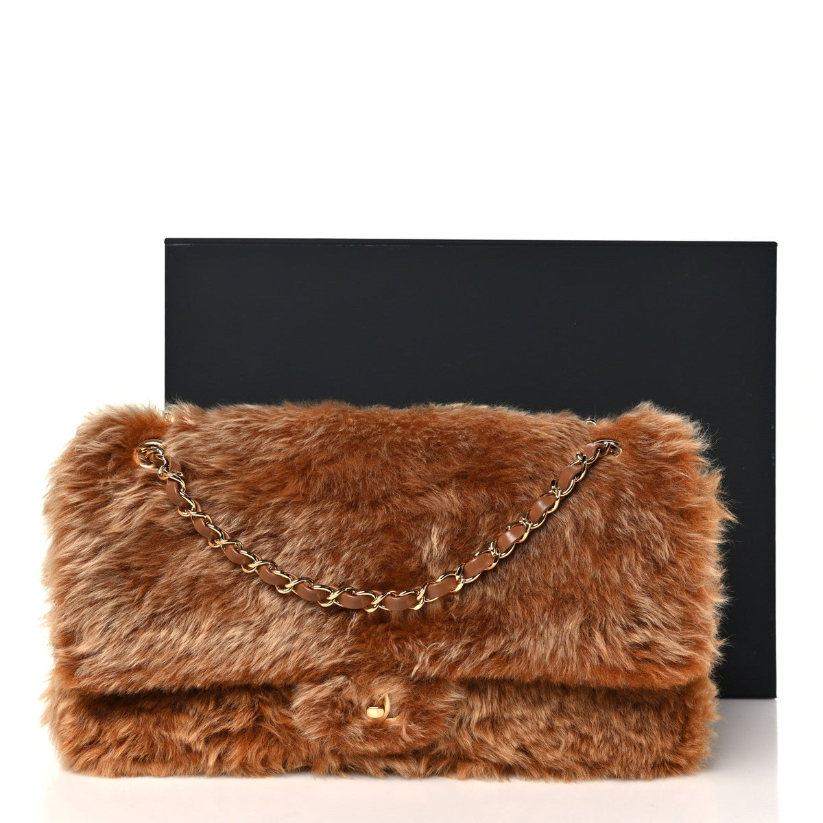 Shearling Lambskin Small Souplissimo Maxi Flap Brown