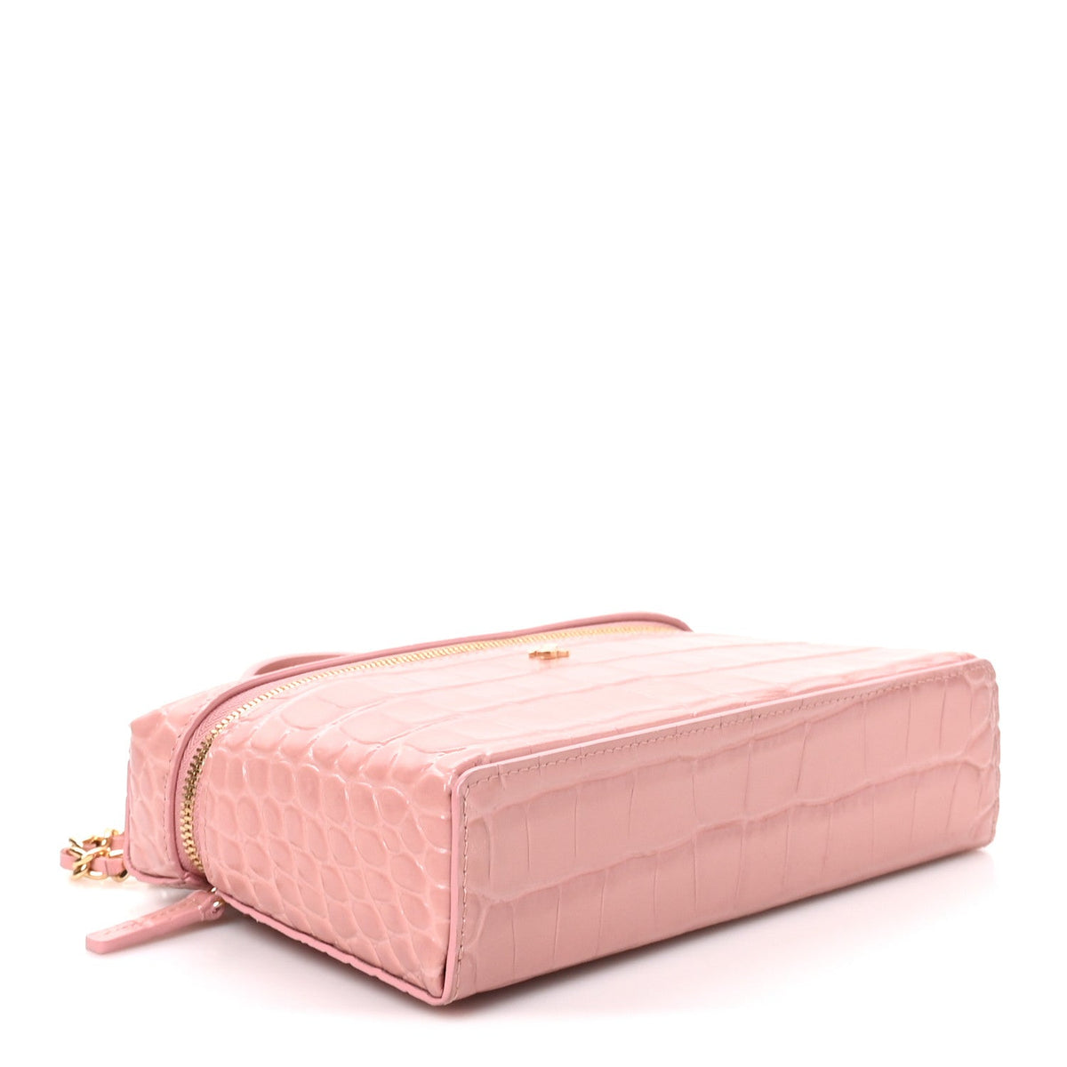 Calfskin Crocodile Embossed Crococo Exoticoco Vanity With Chain Light Pink