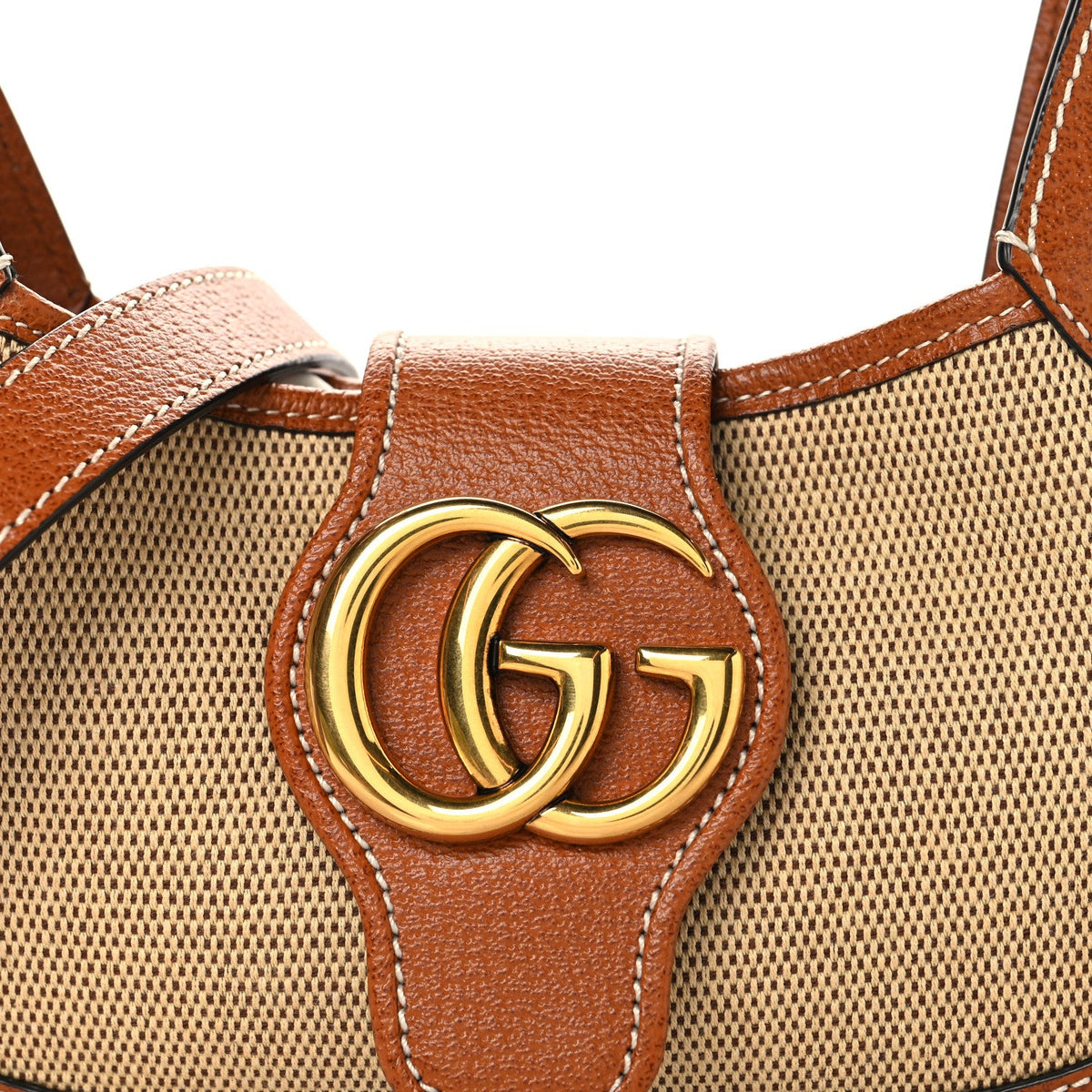 Canvas Textured Dollar Calfskin Small Aphrodite Shoulder Bag Beige Tan