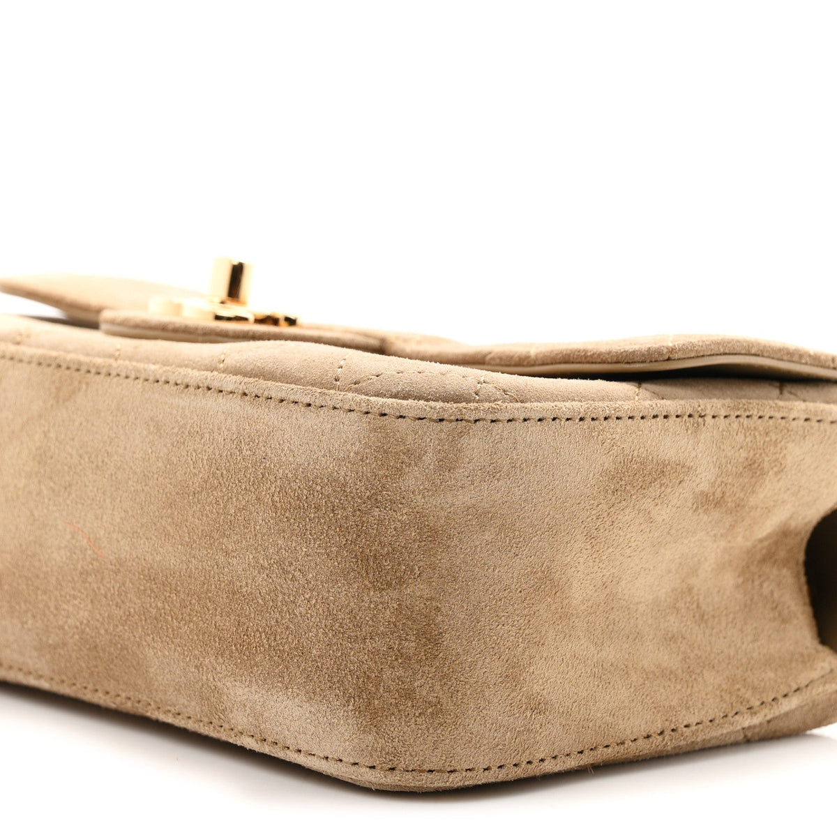 Suede Calfskin Mini Souplissimo Flap Dark Beige