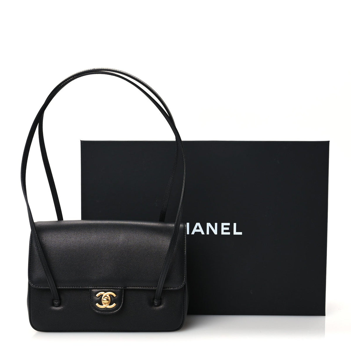 Shiny Caviar Preppy Coco Small Flap Black