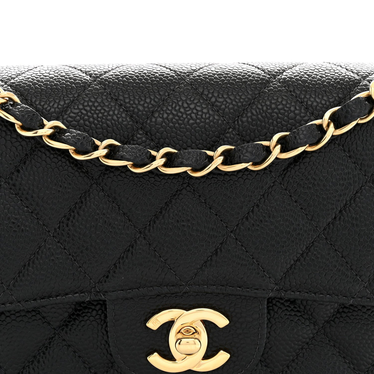Caviar Quilted Small Double Flap Black