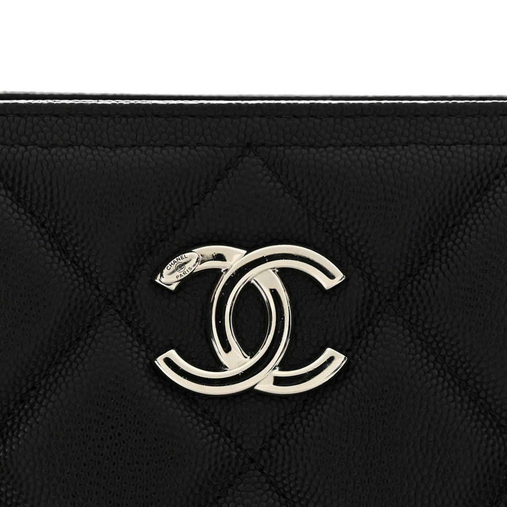 Caviar Quilted Large Shopping Tote Black