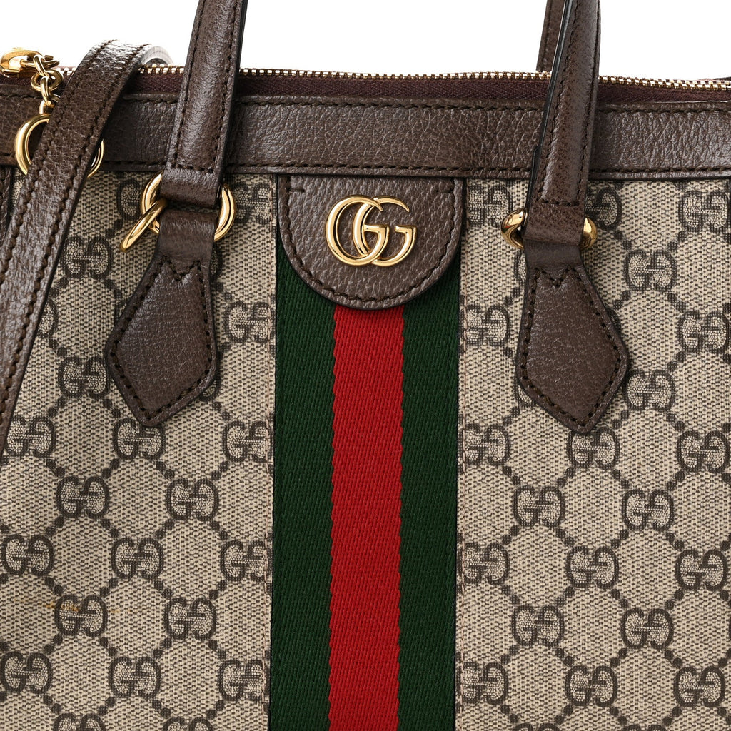 GG Supreme Monogram Small Ophidia Tote Bag Brown