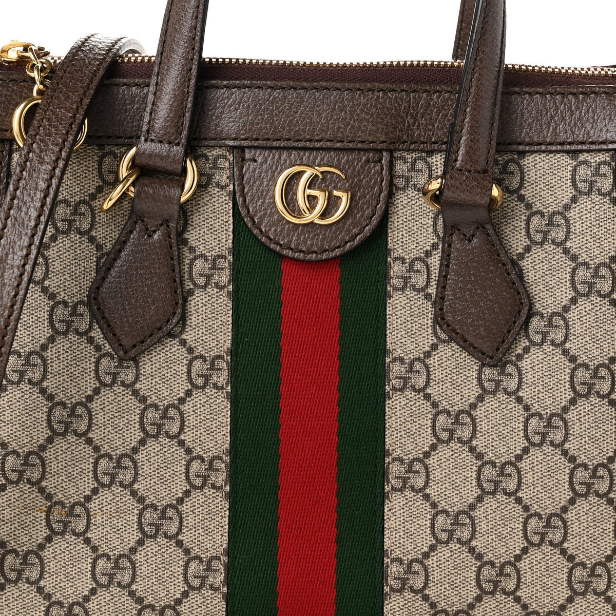 GG Supreme Monogram Small Ophidia Tote Bag Brown