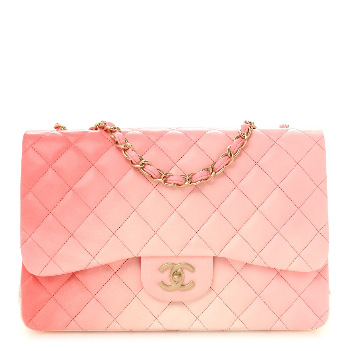 Lambskin Degrade Quilted Maxi Single Flap Pink