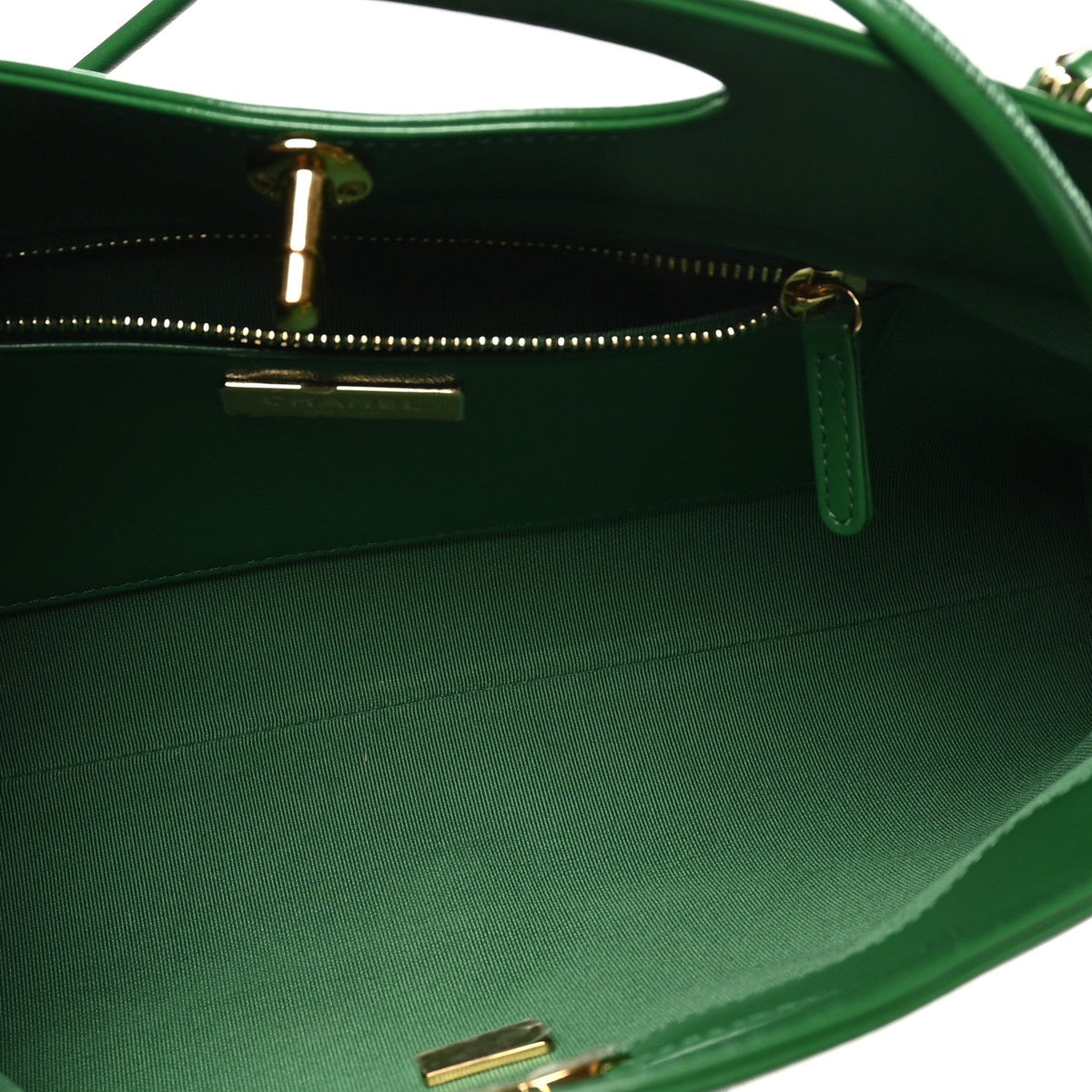 Shiny Lambskin Pony Hair East West 31 Shopping Bag  Green